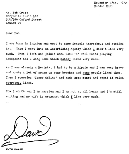 David Bowie letter